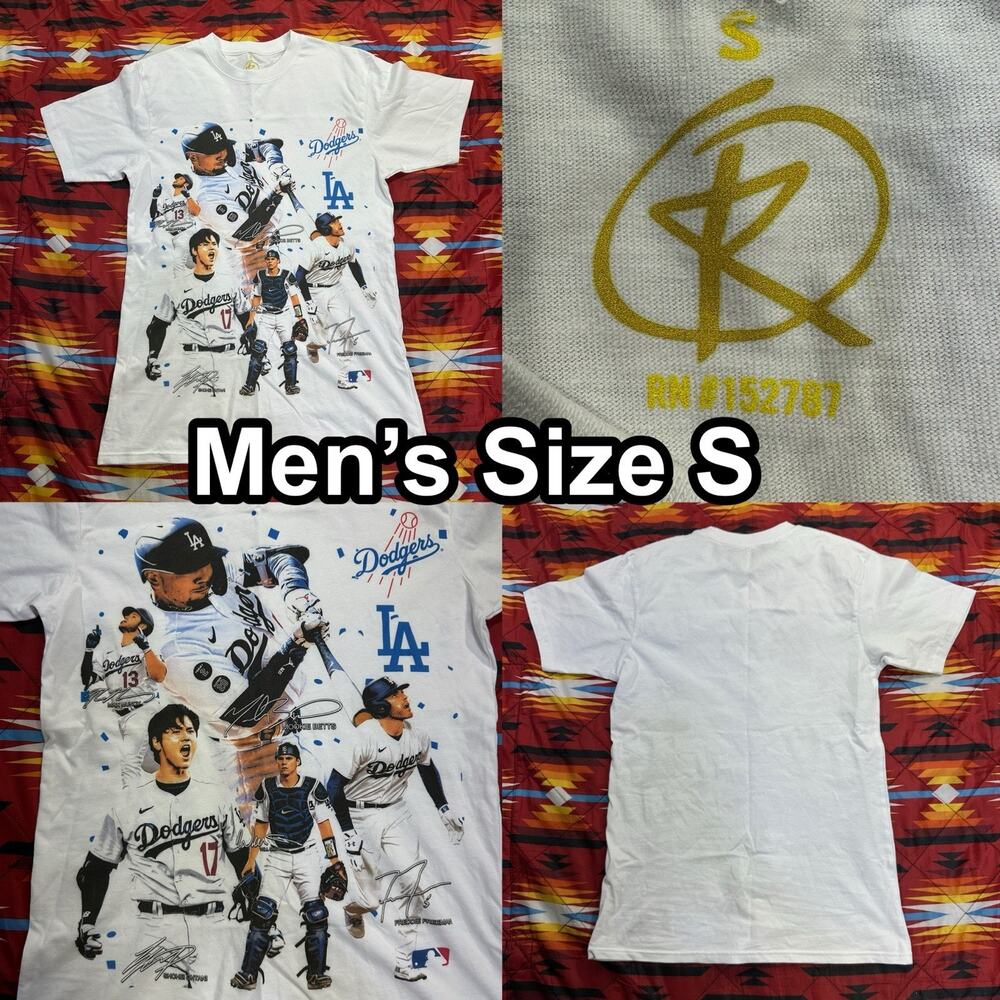 Los Angeles Dodgers Back 2 Back Champions White T-Shirt Men’s Small Roque Supply
